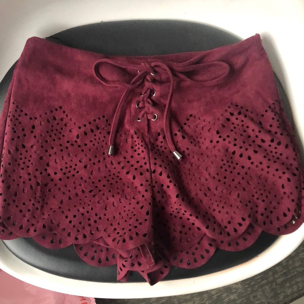 Velvet lace up shorts